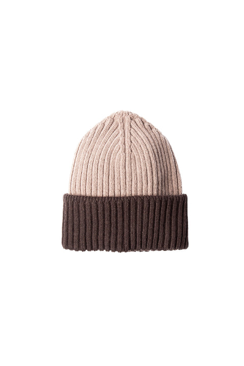 Dark Brown Wool Patterned Scarf & Beanie Set