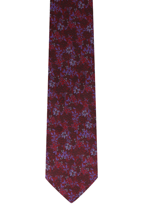 Dark Burgundy Floral Pattern Tie