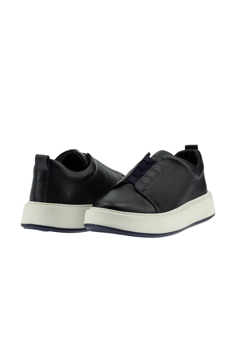 Dark Navy Leather Sneaker Shoes
