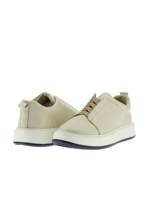 Medium Beige Leather Sneaker Shoes