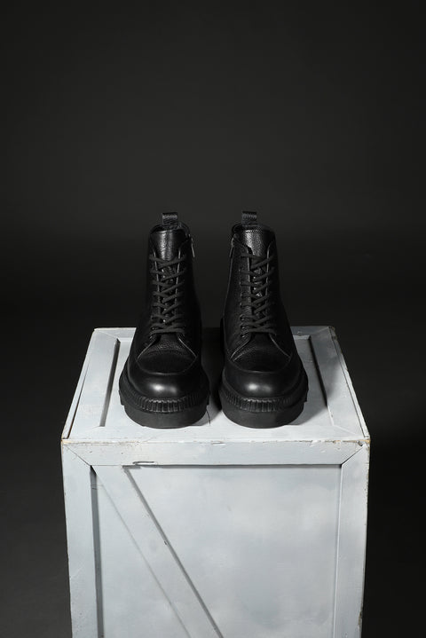 Black Winter Leather Boots