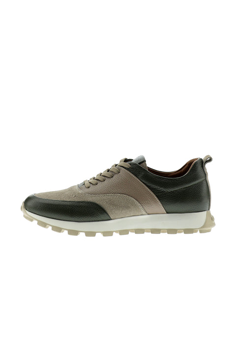 Medium Khaki Leather Athletic Shoes