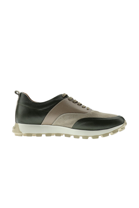 Medium Khaki Leather Athletic Shoes