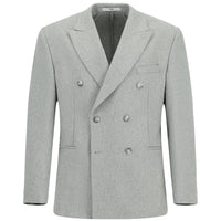 Orta Gri 6 Drop Milano Full Oversize Fit Tam Oversize Kesim Yünlü Kruvaze Ceket