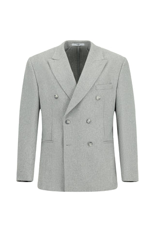  Orta Gri 6 Drop Milano Full Oversize Fit Tam Oversize Kesim Yünlü Kruvaze Ceket