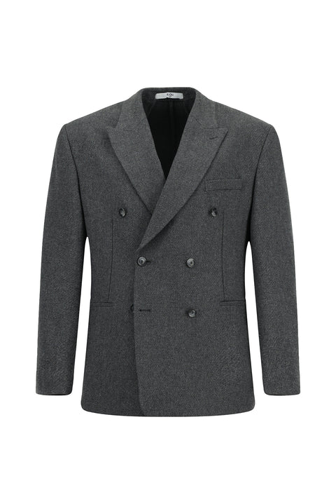 Dark Gray 6 Drop Milano Full Oversize Fit Wool Double-Breasted Jacket