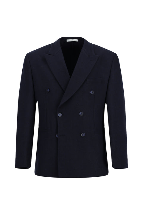 Dark Navy 6 Drop Milano Full Oversize Fit Wool Double-Breasted Jacket