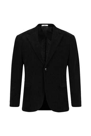  Siyah 4 Drop Relaxed Fit Rahat Kesim Kadife Ceket