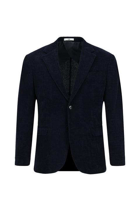 Mid-Navy 4-Drop Relaxed Fit Corduroy Jacket