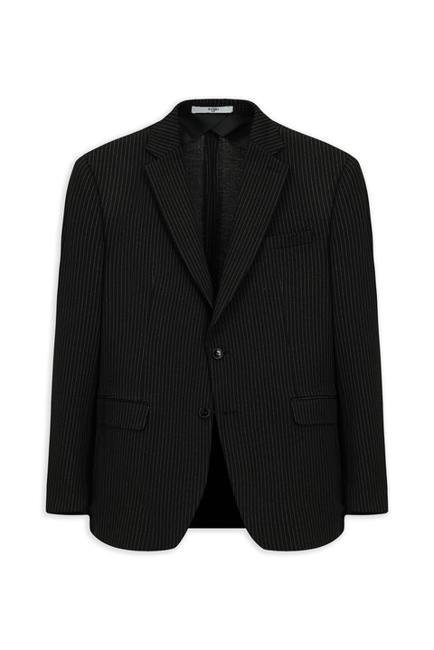 Black 8 Drop Muscle Fit Long Athletic Cut Knitted Classic Striped Jacket