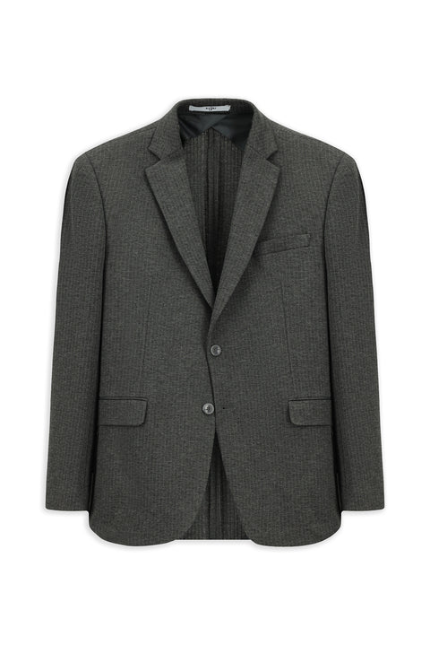Dark Gray 8 Drop Muscle Fit Long Athletic Cut Knitted Classic Striped Jacket