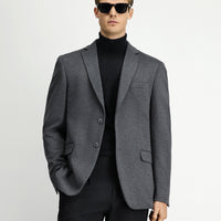 Dark Gray 8 Drop Muscle Fit Long Athletic Cut Knitted Classic Striped Jacket