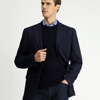 Dark Navy 7 Drop Super Slim Fit Extra Narrow Cut Knitted Classic Striped Jacket