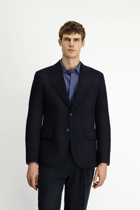 Dark Navy 7 Drop Slim Fit Classic Striped Jacket