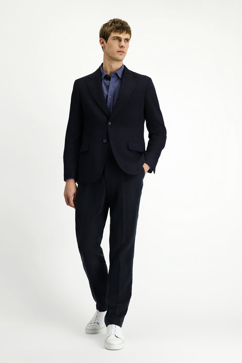 Dark Navy 7 Drop Slim Fit Classic Striped Jacket
