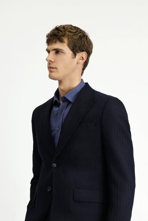 Dark Navy 7 Drop Slim Fit Classic Striped Jacket