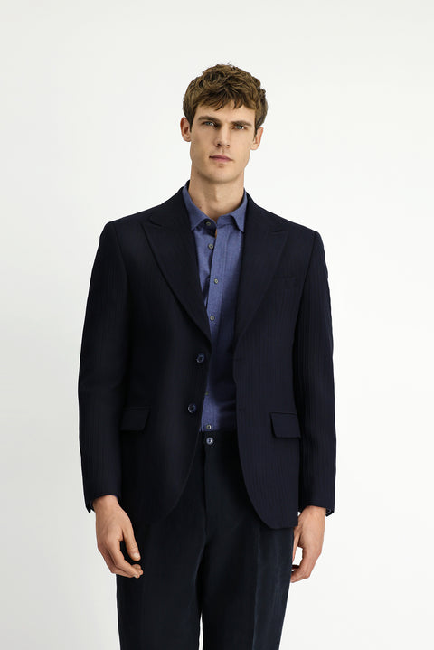 Dark Navy 7 Drop Slim Fit Classic Striped Jacket