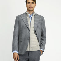 Medium Gray 6 Drop Regular Fit Standard Cut Striped Wool Classic Jacket