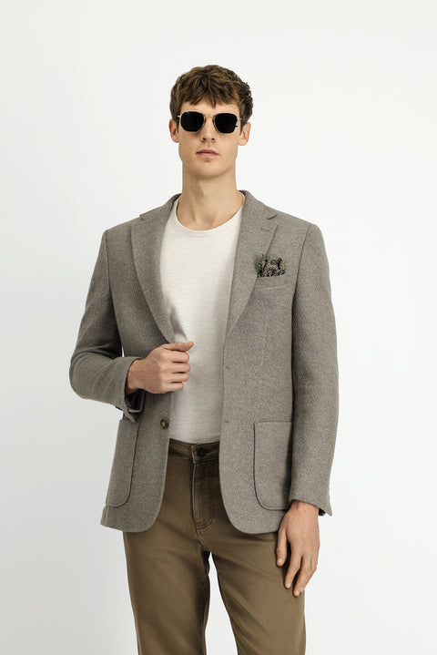 Medium Mink 7 Drop Slim Fit Narrow Cut Wool Sport Jacket