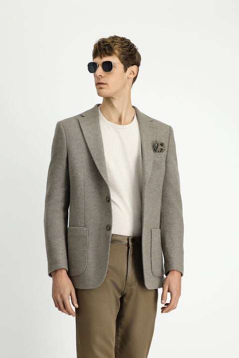 Medium Mink 7 Drop Slim Fit Narrow Cut Wool Sport Jacket