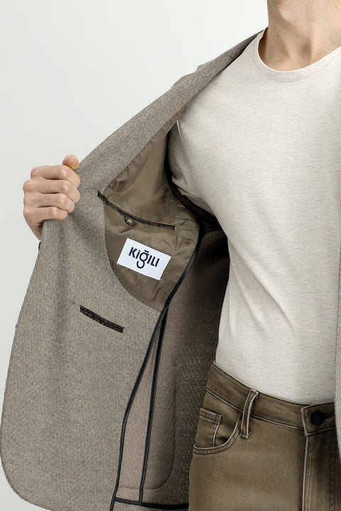 Medium Mink 7 Drop Slim Fit Narrow Cut Wool Sport Jacket