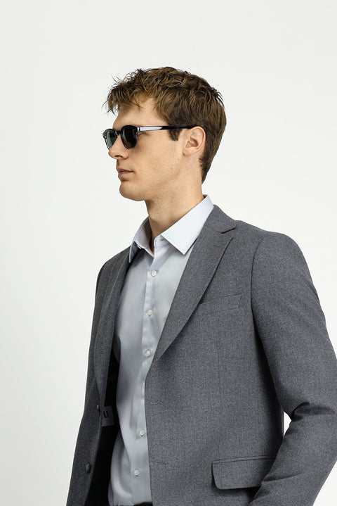 Medium Gray 6 Drop Regular Fit Standard Cut Classic Jacket
