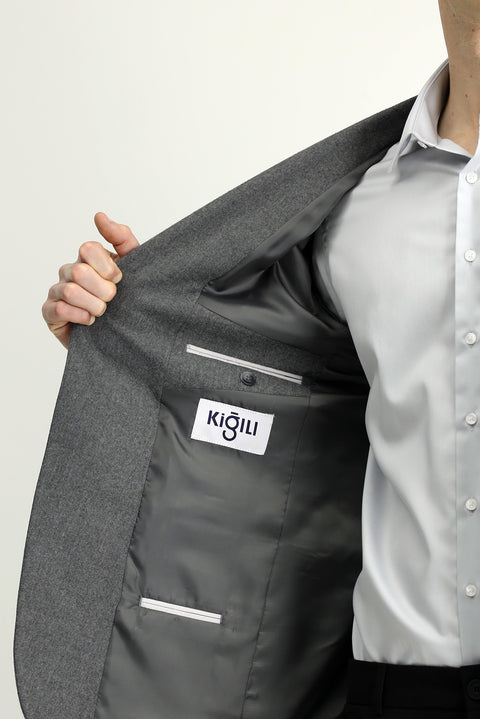 Medium Gray 6 Drop Regular Fit Standard Cut Classic Jacket