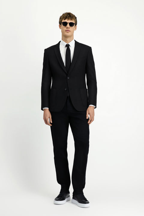 Siyah 7 Drop Super Slim Fit Eksra Dar Kesim Klasik Ceket