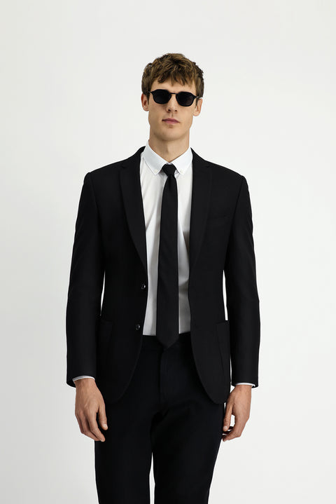 Siyah 7 Drop Super Slim Fit Eksra Dar Kesim Klasik Ceket