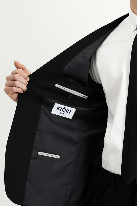 Siyah 7 Drop Super Slim Fit Eksra Dar Kesim Klasik Ceket