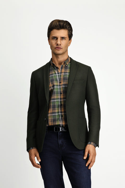 Dark Khaki 7 Drop Super Slim Fit Extra Narrow Cut Classic Jacket