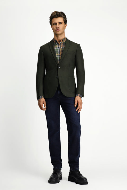 Dark Khaki 7 Drop Super Slim Fit Extra Narrow Cut Classic Jacket