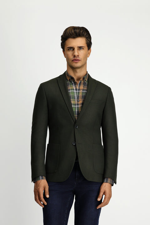 Dark Khaki 7 Drop Super Slim Fit Extra Narrow Cut Classic Jacket