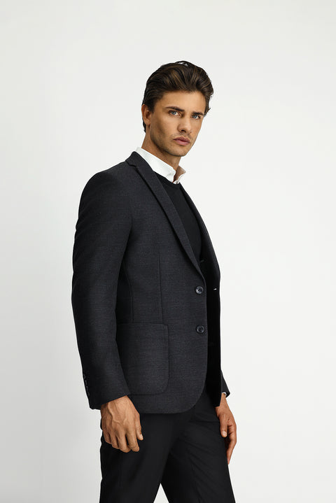 Dark Anthracite 7 Drop Super Slim Fit Extra Narrow Cut Classic Jacket