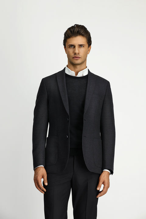 Dark Anthracite 7 Drop Super Slim Fit Extra Narrow Cut Classic Jacket