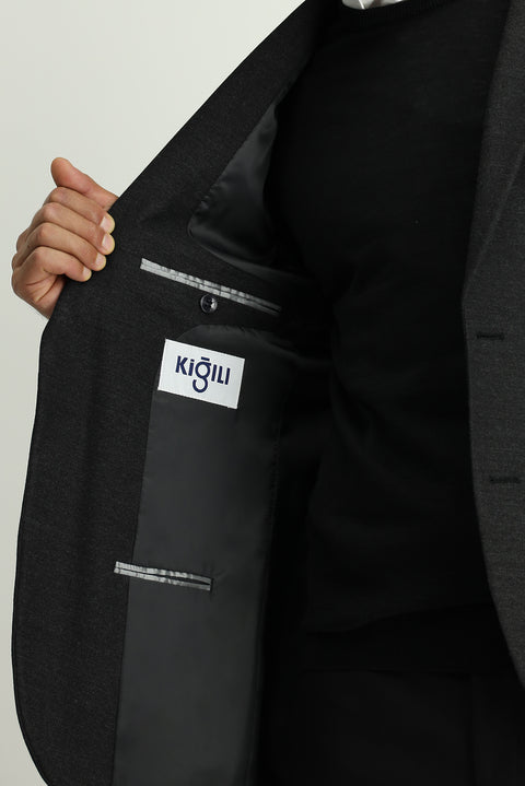 Dark Anthracite 7 Drop Super Slim Fit Extra Narrow Cut Classic Jacket