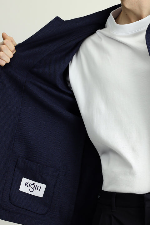 Dark Navy 6 Drop Regular Fit Sport Wool Jacket/Coat