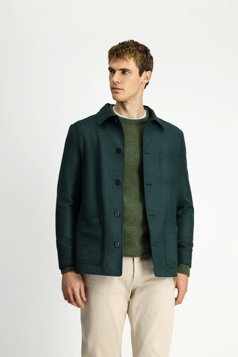 Dark Green 6 Drop Regular Fit Sport Wool Jacket / Coat
