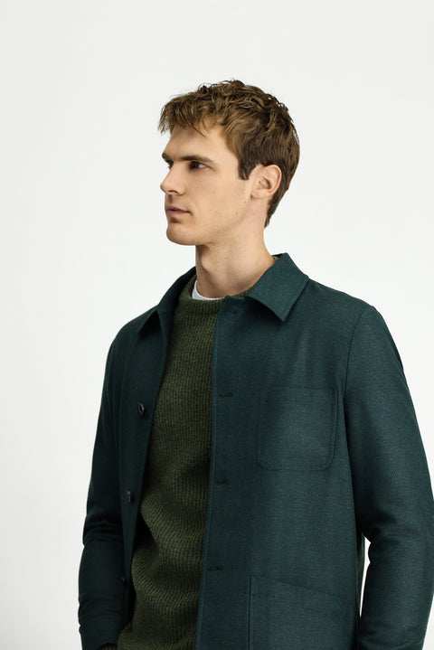 Dark Green 6 Drop Regular Fit Sport Wool Jacket / Coat