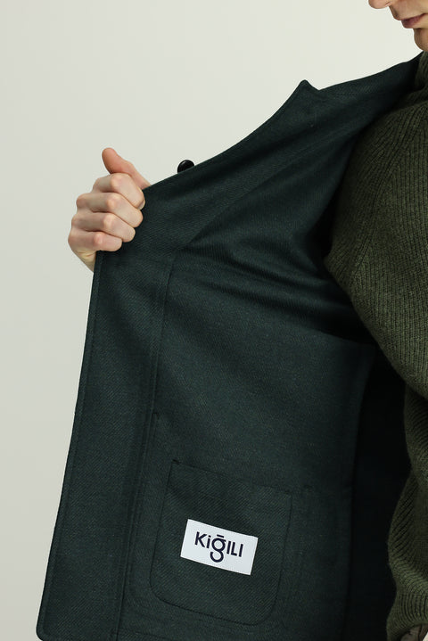 Dark Green 6 Drop Regular Fit Sport Wool Jacket / Coat