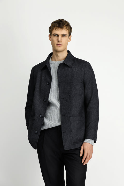 Dark Anthracite 6 Drop Regular Fit Sport Wool Jacket / Coat