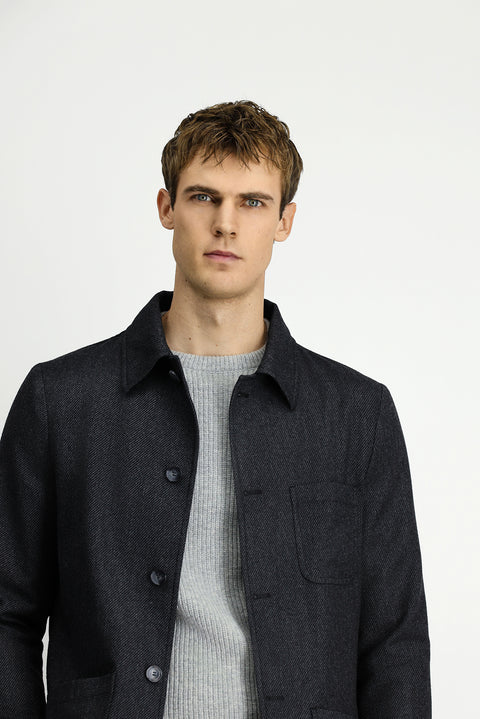 Dark Anthracite 6 Drop Regular Fit Sport Wool Jacket / Coat