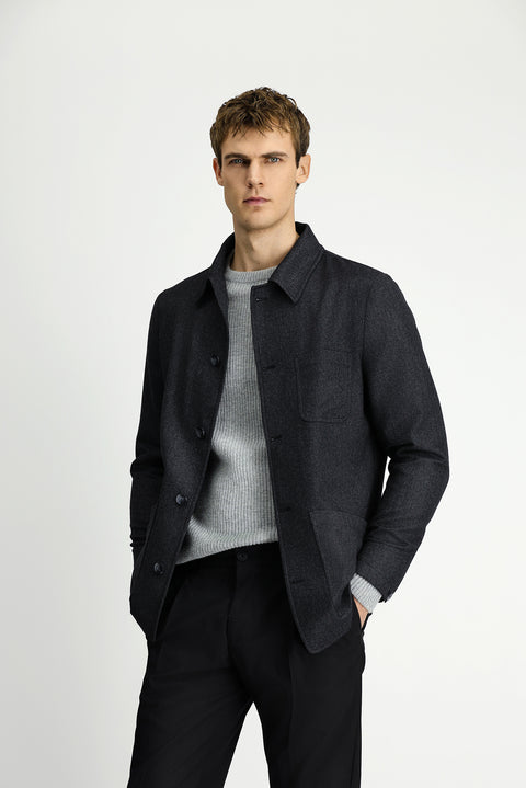 Dark Anthracite 6 Drop Regular Fit Sport Wool Jacket / Coat