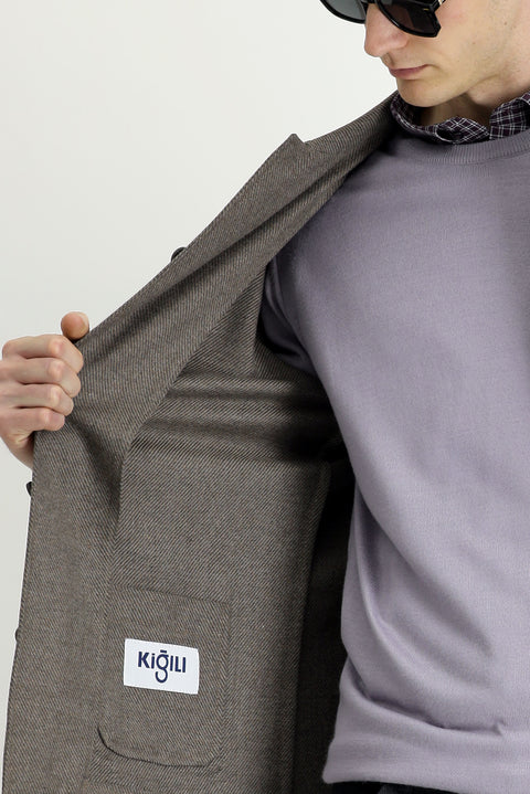 Dark Mink 6 Drop Regular Fit Sport Wool Jacket / Coat