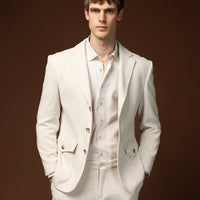 Off-white 6-drop Regular Fit Patterned Sport Jacket