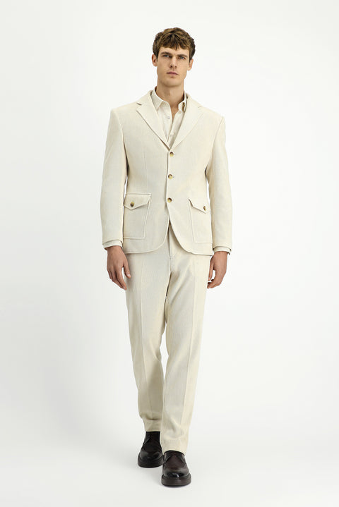 Off-white 6-drop Regular Fit Patterned Sport Jacket