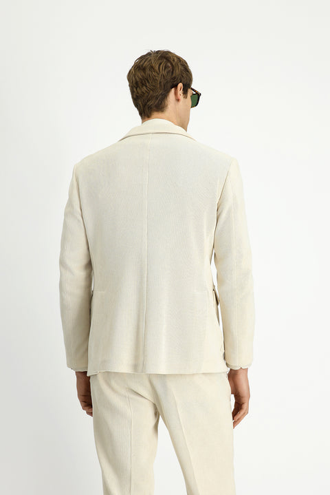 Off-white 6-drop Regular Fit Patterned Sport Jacket
