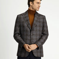 Dark Brown 6 Drop Regular Fit Standard Cut Wool Plaid Jacket