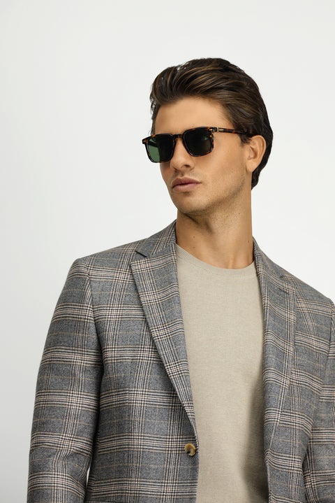 Dark Mink 6 Drop Regular Fit Classic Plaid Jacket