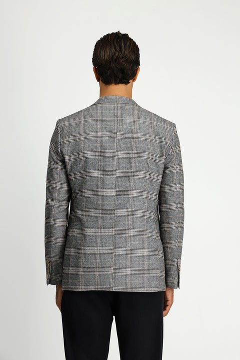 Dark Mink 6 Drop Regular Fit Classic Plaid Jacket